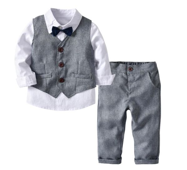 boy grey waistcoat + long sleeve t-shirt + pants + bowknot set four pieces baby spring and autumn trousers suit kids children clothes xam011, White
boy grey waistcoat + long sleeve t-shirt + pants + bowknot set four pieces baby spring and autumn trousers suit kids children clothes xam011, White