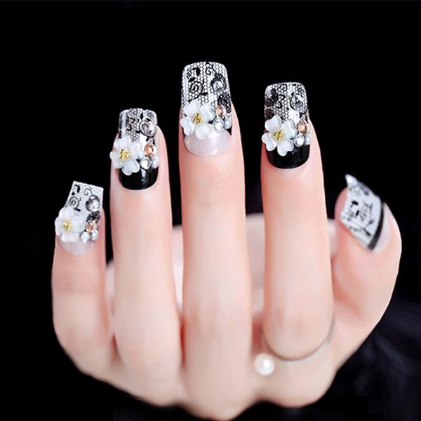 24pcs/set black race false nails middle long pre-design flower decal bride nail art tool glue sticker artificial fake nails, Red;gold
24pcs/set black race false nails middle long pre-design flower decal bride nail art tool glue sticker artificial fake nails, Red;gold
