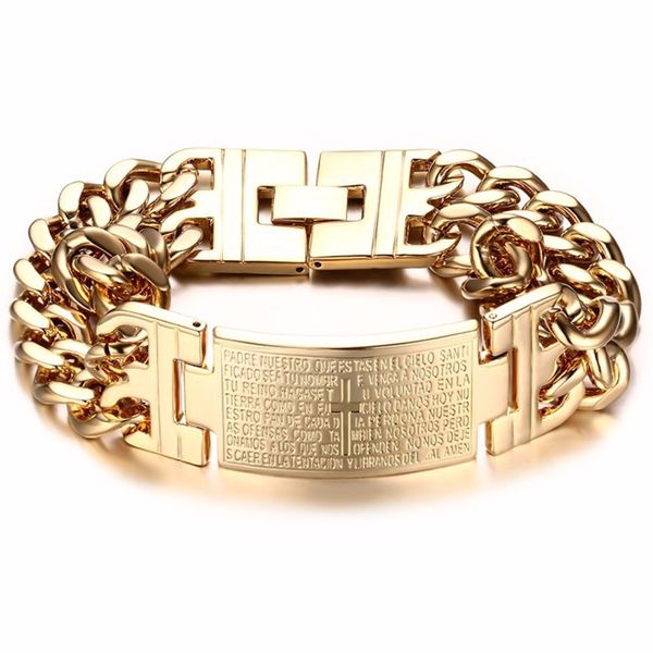 vintage mens silver gold stainless steel bracelet bangle spanish bible two rows christianity wristband bracelet jewelry, Black
vintage mens silver gold stainless steel bracelet bangle spanish bible two rows christianity wristband bracelet jewelry, Black