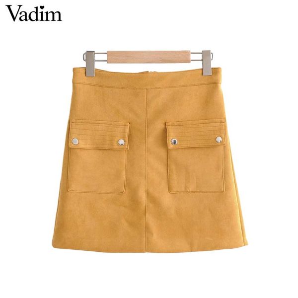 vadim women elegant suede mini skirt faldas mujer pockets solid ladies retro basic casual streetwear chic skirts ba104, Black
vadim women elegant suede mini skirt faldas mujer pockets solid ladies retro basic casual streetwear chic skirts ba104, Black