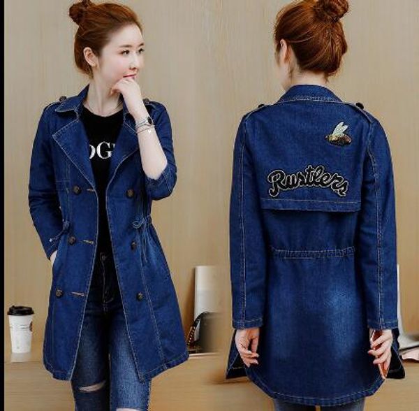new women's long-sleeved long korean casual jacket slim trench coat was thin denim outerwear waist, Tan;black
new women's long-sleeved long korean casual jacket slim trench coat was thin denim outerwear waist, Tan;black