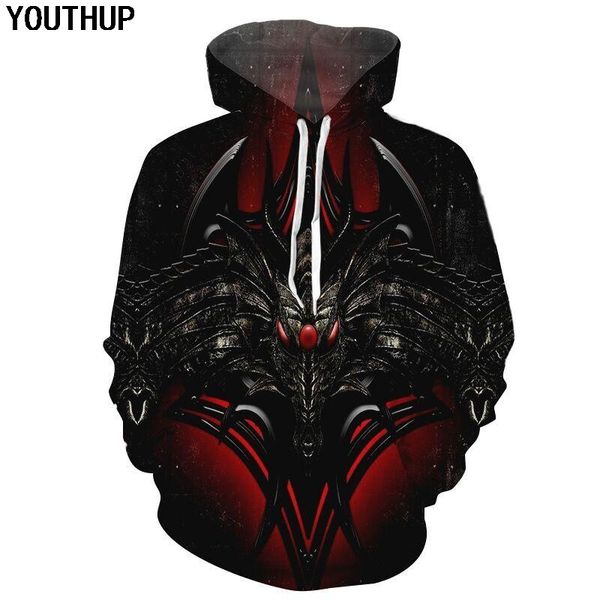 youthup 2018 autumn hoodies men 3d hoodies metal monster print hooded sweatshirts men cool hip hop hoody 3d pullover streetwear, Black
youthup 2018 autumn hoodies men 3d hoodies metal monster print hooded sweatshirts men cool hip hop hoody 3d pullover streetwear, Black