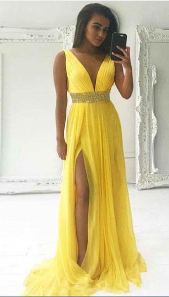vestidos de fiesta yellow chiffon prom dresses pleats split front double straps evening gowns formal wearing vestido de festa, Black
vestidos de fiesta yellow chiffon prom dresses pleats split front double straps evening gowns formal wearing vestido de festa, Black