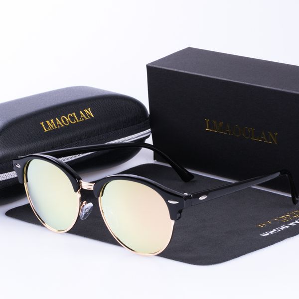 women vintage hd polarized sunglasses mirrors round rimless eyewear female driving sun glasses uv400, White;black
women vintage hd polarized sunglasses mirrors round rimless eyewear female driving sun glasses uv400, White;black
