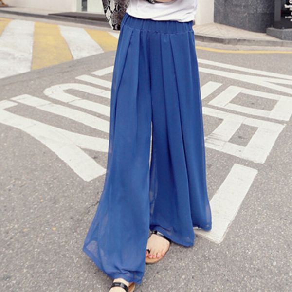 women divided skirts pants elastic waist loose trousers women summer chiffon flare pants wide leg pant casual, Black;white
women divided skirts pants elastic waist loose trousers women summer chiffon flare pants wide leg pant casual, Black;white
