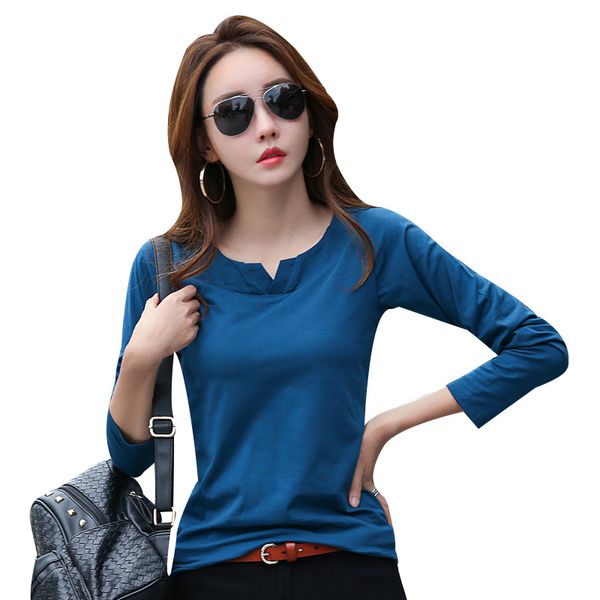 autumn women t shirt v neck long sleeve tee shirt women cotton basic t-shirt plain simple t for tees cs362, White
autumn women t shirt v neck long sleeve tee shirt women cotton basic t-shirt plain simple t for tees cs362, White