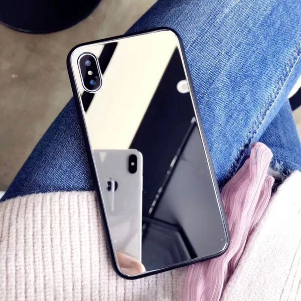 

2018 Lady style for IPHONE phone cases mirror makeup cover tempered glass case for Goophone x desinger phone case