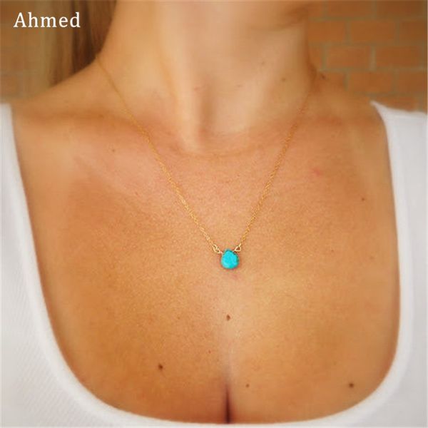 ahmed fashion simple blue synthetic stone water drop pendant necklace women gold color maxi necklaces collar bijoux jewelry, Silver
ahmed fashion simple blue synthetic stone water drop pendant necklace women gold color maxi necklaces collar bijoux jewelry, Silver