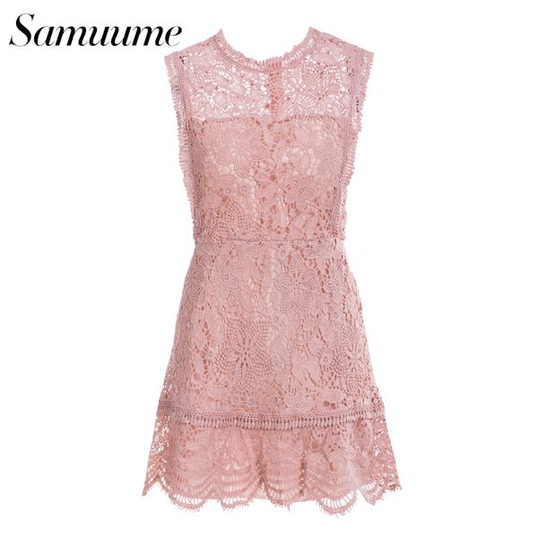 samuume women 2018 see-through pink lace dress summer sleeveless hollow tank a line slim midi beach dress tunic s1803225, White;black
samuume women 2018 see-through pink lace dress summer sleeveless hollow tank a line slim midi beach dress tunic s1803225, White;black