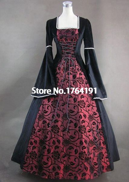 sale 2016 black/win red/blue printd long sleeve victorian era dress historical ball gowns, Black;red
sale 2016 black/win red/blue printd long sleeve victorian era dress historical ball gowns, Black;red