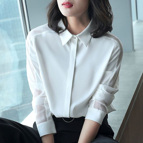 office work wear women spring summer style chiffon blouses shirts lady casual long sleeve turn-down collar blusas dd1834, White
office work wear women spring summer style chiffon blouses shirts lady casual long sleeve turn-down collar blusas dd1834, White
