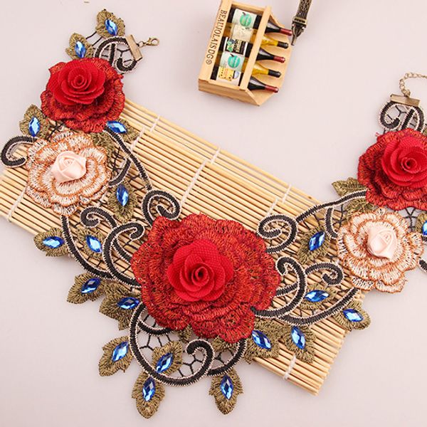 whole saleexaggeration lace gothic necklace ethnic handmade false collar necklace crystal beads women red rose flower, Golden;silver
whole saleexaggeration lace gothic necklace ethnic handmade false collar necklace crystal beads women red rose flower, Golden;silver