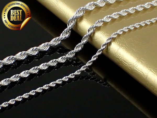2018 Fashion Solid 925 Sterling Silver Chain 2MM 4MM Men Women Necklace 16" -30inch XMAS New Classic Rope Necklace Chain Link Italy
2018 Fashion Solid 925 Sterling Silver Chain 2MM 4MM Men Women Necklace 16" -30inch XMAS New Classic Rope Necklace Chain Link Italy