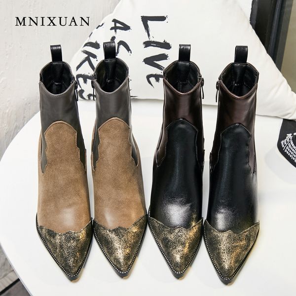 mnixuan retro women shoes ankle boots 2018 pu winter warm short plush pointed toe rivets stitching knight boots big size 42, Black
mnixuan retro women shoes ankle boots 2018 pu winter warm short plush pointed toe rivets stitching knight boots big size 42, Black