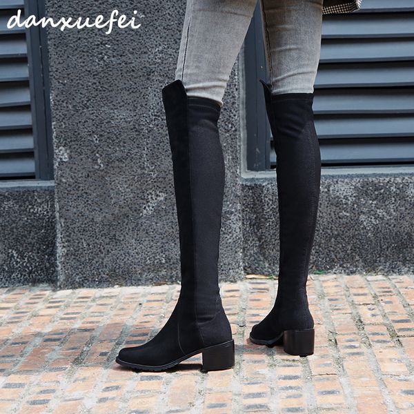 women's genuine suede leather stretch fabric patchwork winter over the knee boots leisure long boots black slim shoes for women
women's genuine suede leather stretch fabric patchwork winter over the knee boots leisure long boots black slim shoes for women