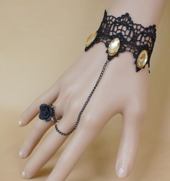 new new hand decoration black vintage lace simple rose bracelet with simple finger link is a fashion classic delicate elegance, Golden;silver
new new hand decoration black vintage lace simple rose bracelet with simple finger link is a fashion classic delicate elegance, Golden;silver