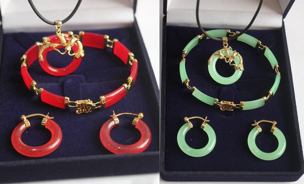 natural light green red jade 18kgp dragon pendant necklace earrings bracelet set, Black
natural light green red jade 18kgp dragon pendant necklace earrings bracelet set, Black