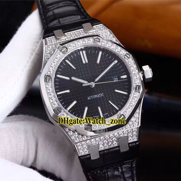 41mm royal 15400 black texture dial asian 2813 automatic mens watch date diamond bezel sapphire glass leather strap gents new watches, Slivery;brown
41mm royal 15400 black texture dial asian 2813 automatic mens watch date diamond bezel sapphire glass leather strap gents new watches, Slivery;brown