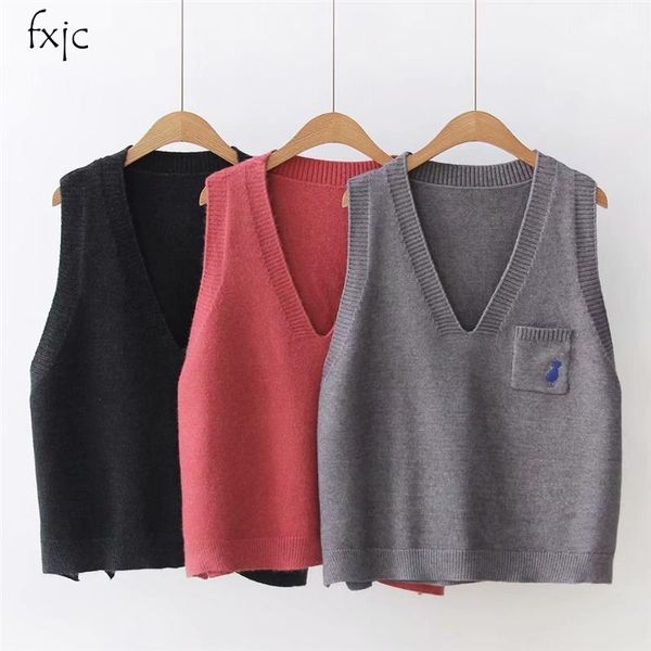autumn and winter women's v-neck pocket kitten pattern student loose 3 color wool vest 2018 women's vest p83, White
autumn and winter women's v-neck pocket kitten pattern student loose 3 color wool vest 2018 women's vest p83, White