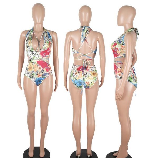 2018 new beach wear women's spaghetti strap backless floral printed swimsuit one-piece bikini sets, White;black
2018 new beach wear women's spaghetti strap backless floral printed swimsuit one-piece bikini sets, White;black