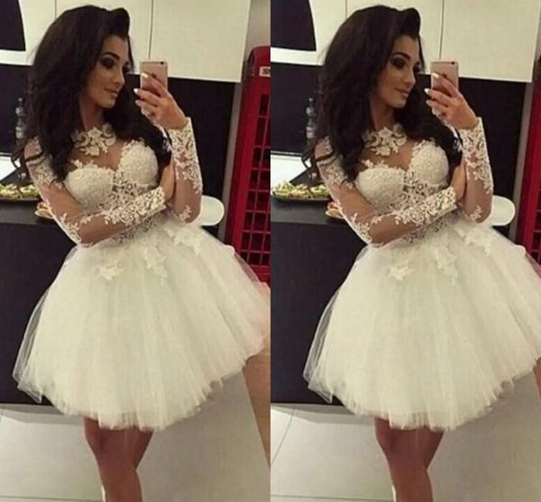 Elegant White Lace Homecoming Dresses Jewel Long Sleeves Appliques Short Mini Party Graduation Formal Cocktail Gowns
Elegant White Lace Homecoming Dresses Jewel Long Sleeves Appliques Short Mini Party Graduation Formal Cocktail Gowns