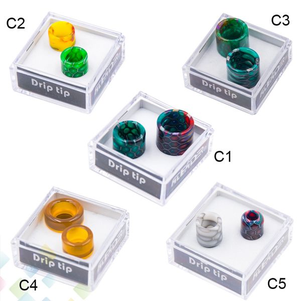 

Aleader Double Drip Tip Kit 510 810 Cobra Honeycomb Ultem Resin Mouthpiece With Acrylic Box for TFV8 Baby TFV12 Prince Atomizers