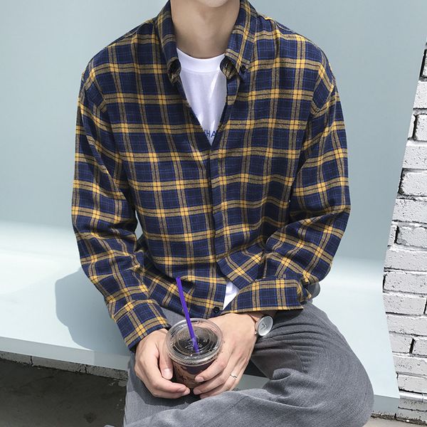 2018 spring wear new fashion long sleeve plaid shirt male korean version of the casual jacket loose shirt ing, White;black
2018 spring wear new fashion long sleeve plaid shirt male korean version of the casual jacket loose shirt ing, White;black