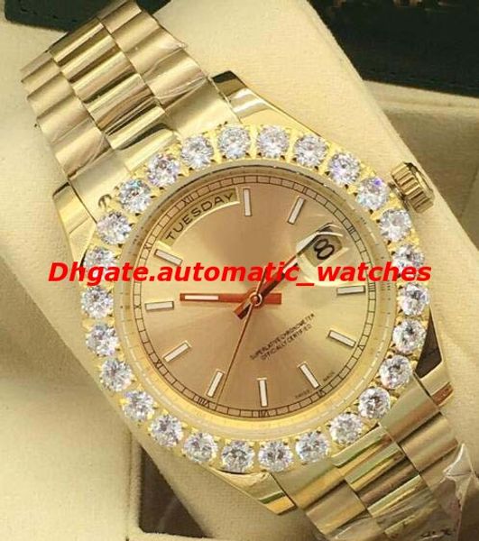 New Style Luxury Watches Bigger Diamond Bezel Mens 228238 18k Yellow Gold Bigger Diamond Dial 41mm Automatic Men's Watch Wristwatch
New Style Luxury Watches Bigger Diamond Bezel Mens 228238 18k Yellow Gold Bigger Diamond Dial 41mm Automatic Men's Watch Wristwatch