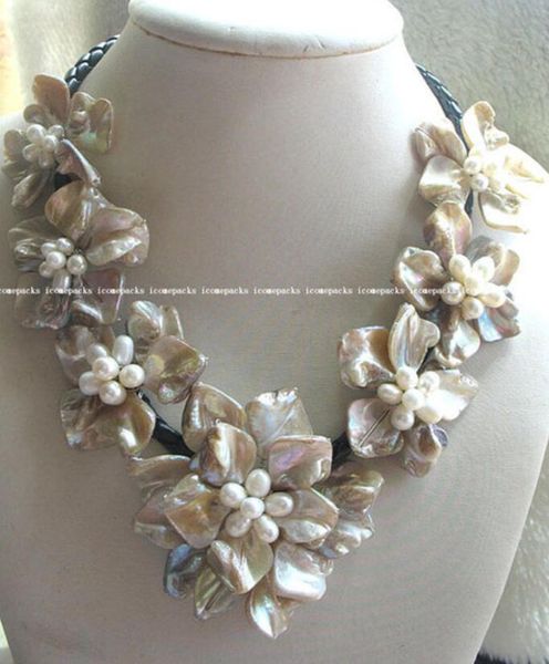 wholesale freshwater pearl sea shell flower 18.5" necklace, Silver
wholesale freshwater pearl sea shell flower 18.5" necklace, Silver