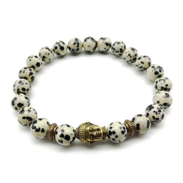 sn1268 new arrival fashion men`s buddha bracelet natural dalmatian jasper bracelet mala yoga balance jewelry, Black 
sn1268 new arrival fashion men`s buddha bracelet natural dalmatian jasper bracelet mala yoga balance jewelry, Black