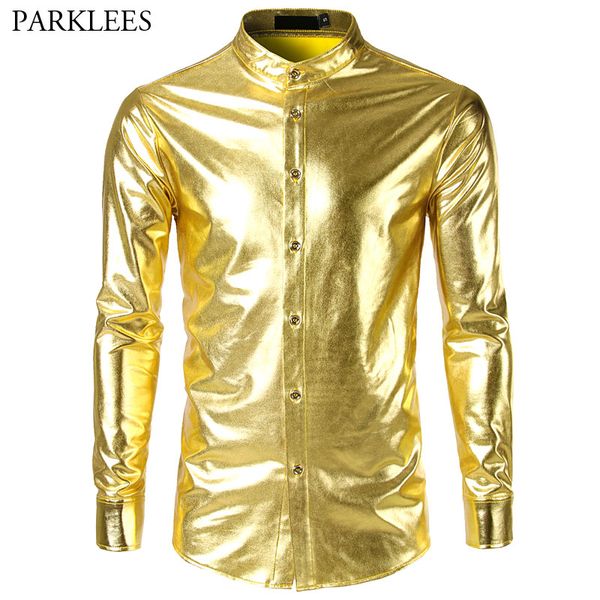 men's hipster mandarin collar nightclub shirt 2018 brand new slim fit bling shiny gold disco dance costume party clubwear, White;black
men's hipster mandarin collar nightclub shirt 2018 brand new slim fit bling shiny gold disco dance costume party clubwear, White;black