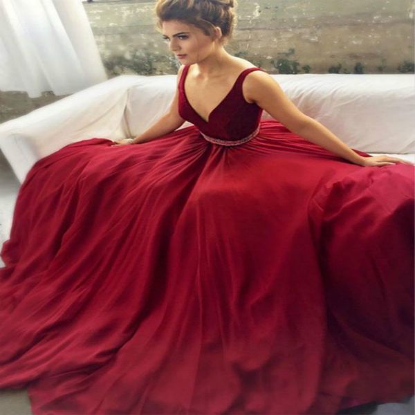 classy red puffy velvet long prom dresses v neck floor length chiffon evening dress elegant plus size beaded sash sweet 16 party, Black
classy red puffy velvet long prom dresses v neck floor length chiffon evening dress elegant plus size beaded sash sweet 16 party, Black