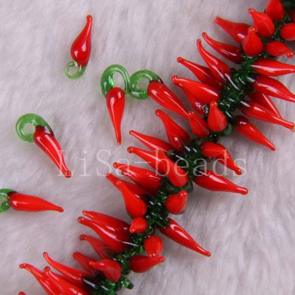 

whole salenew without tags fashion jewelry 5x18mm red lampwork glass pepper loose beads strand (100 beads) ra431, Silver