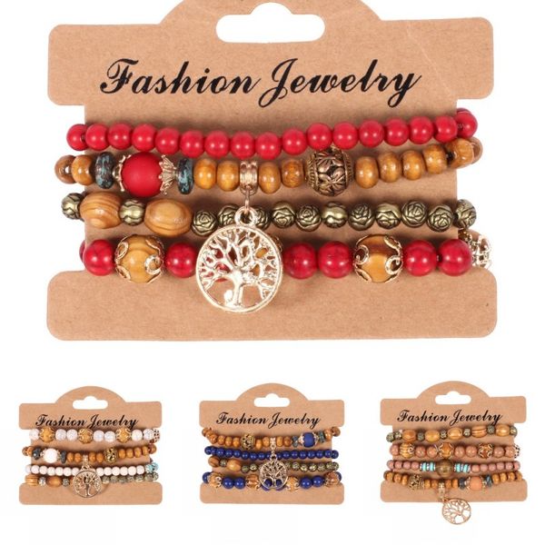 Wholesale 4pcs/set Ethnic Bohemia Wooden Beads Tree Of Life Multilayer Bracelets Jewelry For Women 6 Styles Free DHL G427Q
Wholesale 4pcs/set Ethnic Bohemia Wooden Beads Tree Of Life Multilayer Bracelets Jewelry For Women 6 Styles Free DHL G427Q