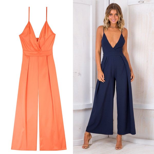 2018 v neck backless jumpsuit lace up halter high waist short overalls split wide leg summer jumpsuit, Black;gray
2018 v neck backless jumpsuit lace up halter high waist short overalls split wide leg summer jumpsuit, Black;gray