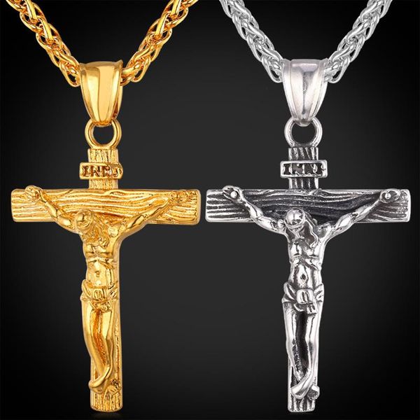 Men's Crucifix Pendant Stainless Steel Jewelry "INRI" Jesus Piece 18K Gold Plated Religious Cross Pendant Necklace
Men's Crucifix Pendant Stainless Steel Jewelry "INRI" Jesus Piece 18K Gold Plated Religious Cross Pendant Necklace