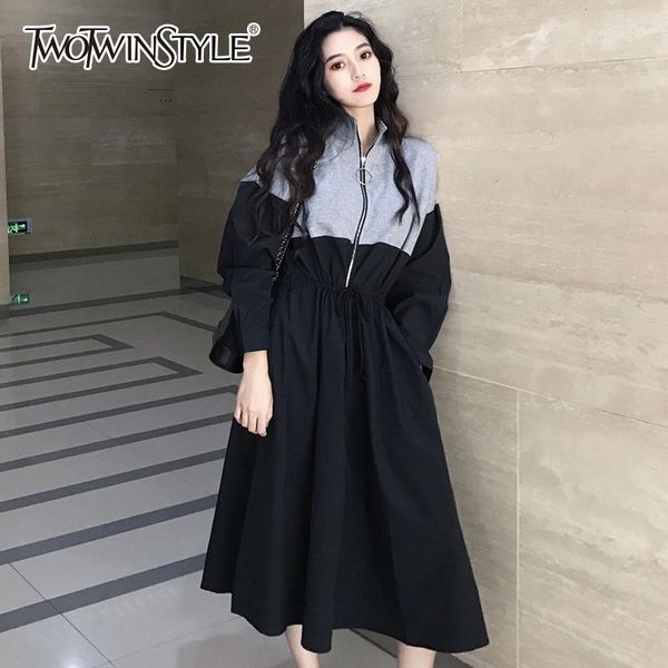 twotwinstyle patchwork sweatshirt dresses female long sleeve hit colors drawstring midi dress female autumn 2018 korean fashion, Black;gray
twotwinstyle patchwork sweatshirt dresses female long sleeve hit colors drawstring midi dress female autumn 2018 korean fashion, Black;gray