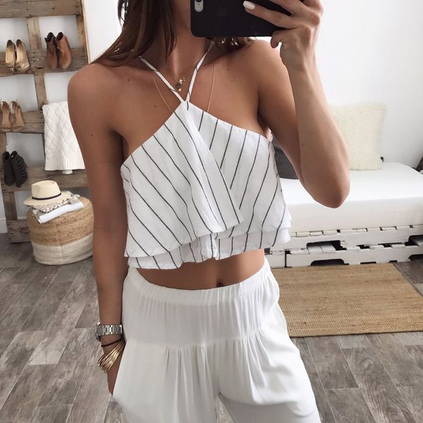 summer style women tank 2018 fashion ladies sleeveless ruffle striped chiffon crop vest regata feminina, White
summer style women tank 2018 fashion ladies sleeveless ruffle striped chiffon crop vest regata feminina, White