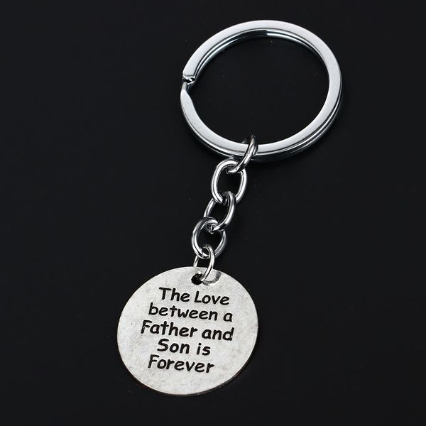 

12pc/lot love between a father and son is forever keyring key chain family dad daddy boys kids keychain jewelry father's gifts, Silver