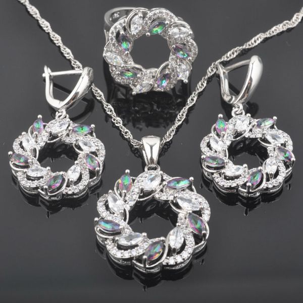 fahoyo unique multicolor rainbow zircon women's 925 sterling silver jewelry sets earrings pendant necklace rings qz0375, Slivery;golden
fahoyo unique multicolor rainbow zircon women's 925 sterling silver jewelry sets earrings pendant necklace rings qz0375, Slivery;golden