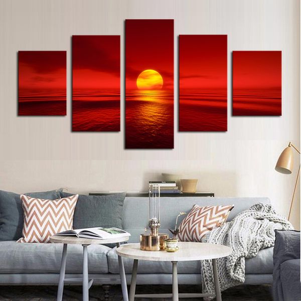 hd print modular pictures frame canvas 5 panel sunset red sun sea natural landscape painting home decor seascape wall art
hd print modular pictures frame canvas 5 panel sunset red sun sea natural landscape painting home decor seascape wall art