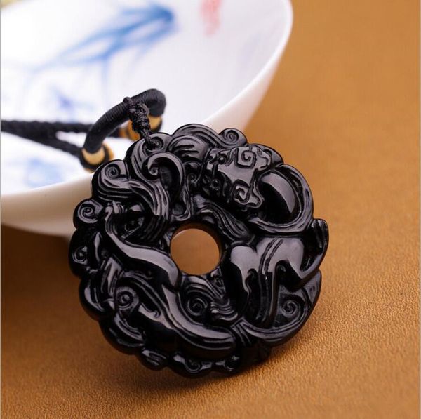 natural mexico obsidian pixiu circular carving talisman pendant necklace for women and men, Black
natural mexico obsidian pixiu circular carving talisman pendant necklace for women and men, Black