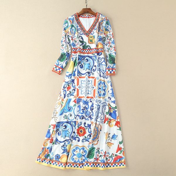 fashion runway long maxi dress women 2018 new spring dress long sleeve vneck beading retro print holiday, White;black
fashion runway long maxi dress women 2018 new spring dress long sleeve vneck beading retro print holiday, White;black