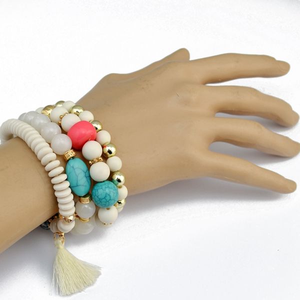 4 pcs/set bohemian vintage multicolor strength beaded bracelet stone bead tassel bracelet elastic strand pulserar men african, Black
4 pcs/set bohemian vintage multicolor strength beaded bracelet stone bead tassel bracelet elastic strand pulserar men african, Black