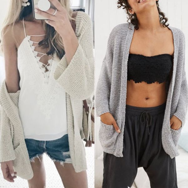 fashion womens batwing sleeve pocket sweaters 2018 new winter autumn ladies stretch open boyfriend cardigan coat outwear, White;black
fashion womens batwing sleeve pocket sweaters 2018 new winter autumn ladies stretch open boyfriend cardigan coat outwear, White;black