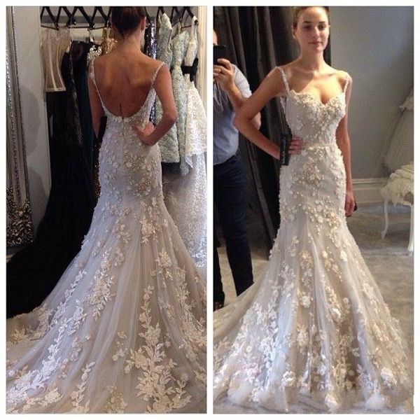 2018 spaghetti straps lace steven khalil wedding dresses 3d flowers mermaid beaded appliques backless court train bridal gowns custom, White
2018 spaghetti straps lace steven khalil wedding dresses 3d flowers mermaid beaded appliques backless court train bridal gowns custom, White