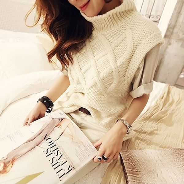 fashion 2018 fall winter women solid turtleneck thick warm knit pullovers sweaters shrug casual female sleeveless vest sweater, White;black
fashion 2018 fall winter women solid turtleneck thick warm knit pullovers sweaters shrug casual female sleeveless vest sweater, White;black