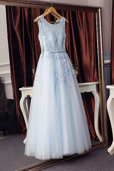 selling sky blue scoop tulle long sleeveless prom dresses evening gowns with appliques for women, Red
selling sky blue scoop tulle long sleeveless prom dresses evening gowns with appliques for women, Red