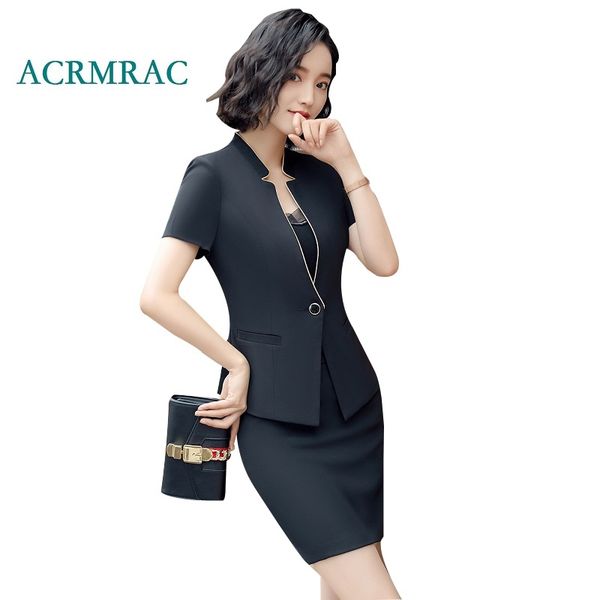 acrmrac women's suit set new summer solid color slim short sleeve jacket skirt business formal skirt suits, White;black
acrmrac women's suit set new summer solid color slim short sleeve jacket skirt business formal skirt suits, White;black