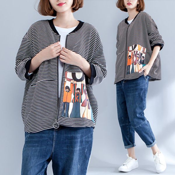 plus size 4xl 2018 winter women fashion elegant striped print outwear ladies female large big 3/4 sleeve cotton jacket coat, Black;brown
plus size 4xl 2018 winter women fashion elegant striped print outwear ladies female large big 3/4 sleeve cotton jacket coat, Black;brown